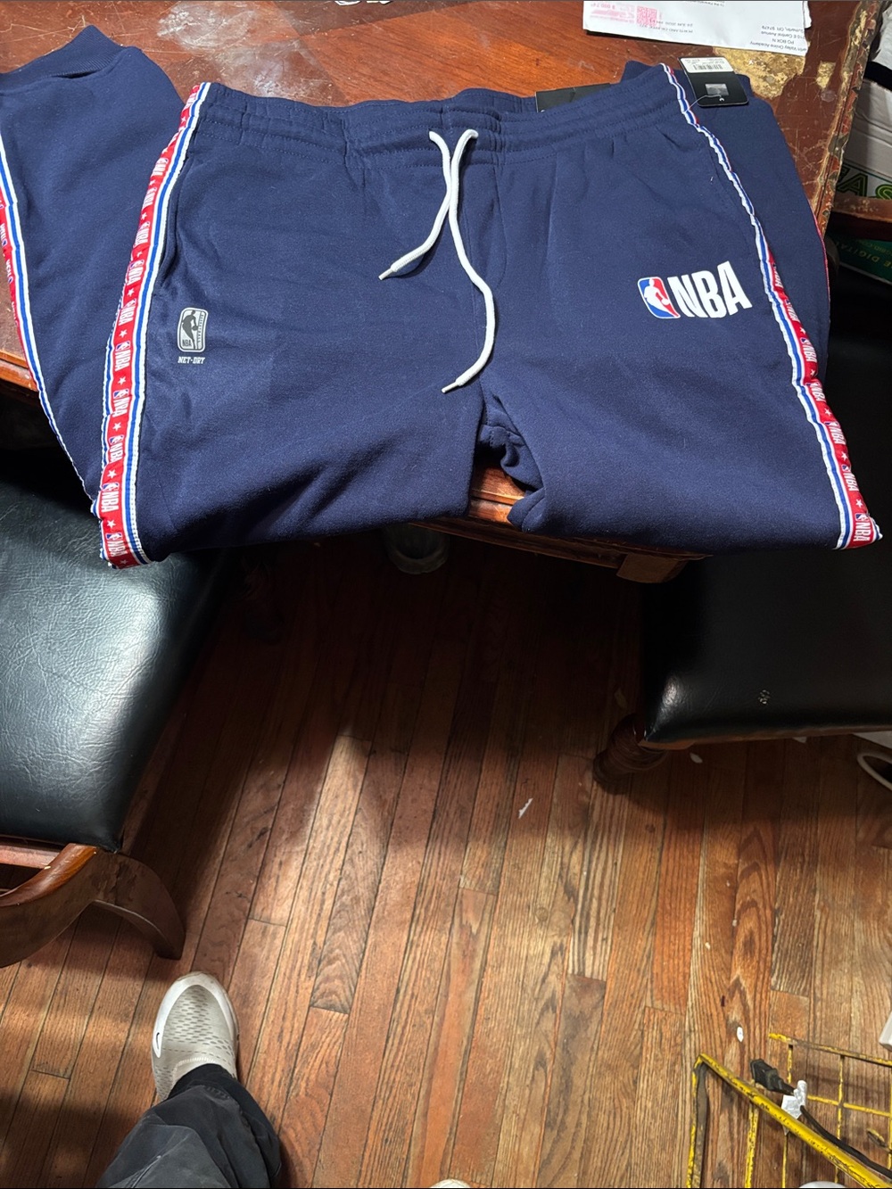New with tag NBA Navy Athletic sweatpants with Red & White Side Tape